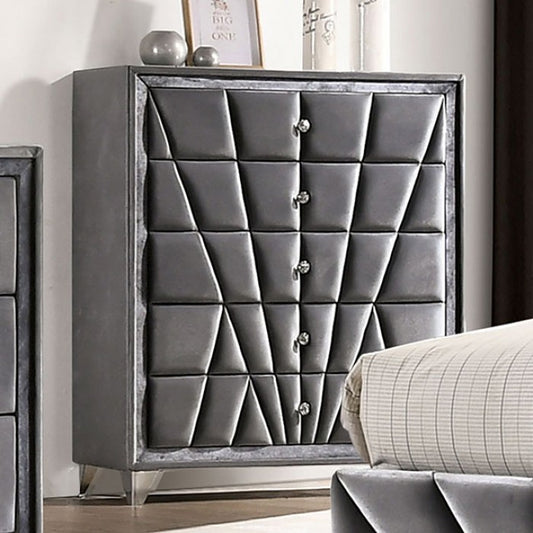 Carissa Tufted Upholstered Gray Chest