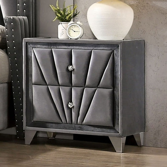 Carissa Tufted Upholstered Gray Nightstand