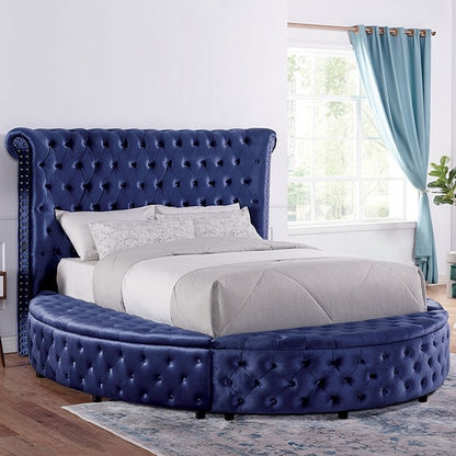 Sansom Glam Velvet Solid Wood Crystal Acrylic Buttons Upholstered Bed