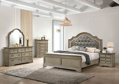 Lasthenia Transitional Leatherette Solid Wood Bed