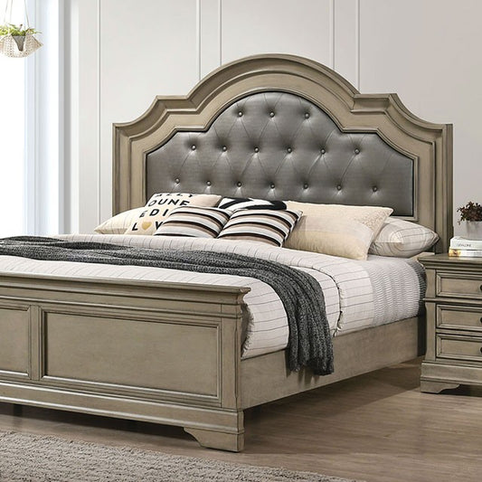 Lasthenia Transitional Leatherette Solid Wood Bed