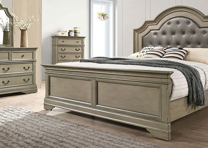 Lasthenia Transitional Leatherette Solid Wood Bed