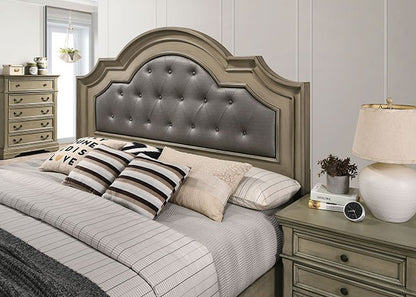 Lasthenia Transitional Leatherette Solid Wood Bed