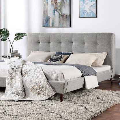Leomin Mid Century Modern Padded Fabric Headboard Bed