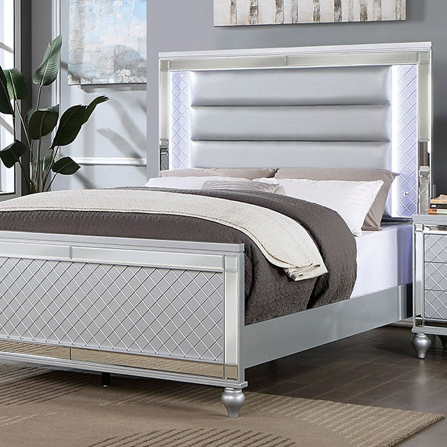 Calandria Contemporary Leatherette Padded Headboard Bed