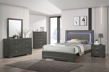 Alison Contemporary Solid Wood Metalic Gray Bed
