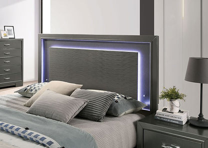 Alison Contemporary Solid Wood Metalic Gray Bed