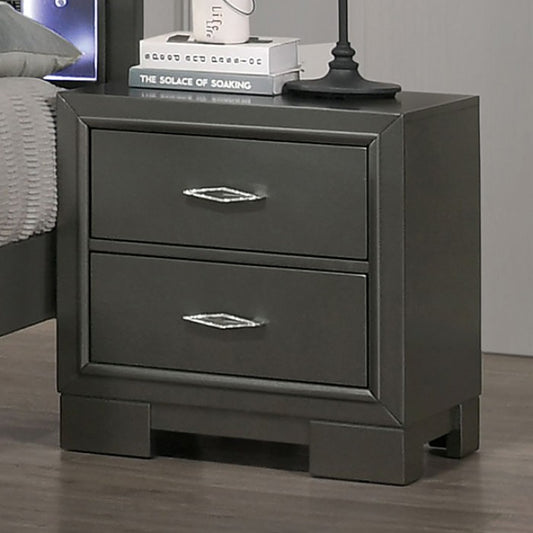 Alison Contemporary Solid Wood Metalic Gray Nightstand