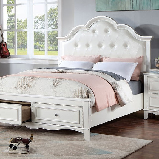 Cadence Transitional Padded Leatherette Crown Molding Bed