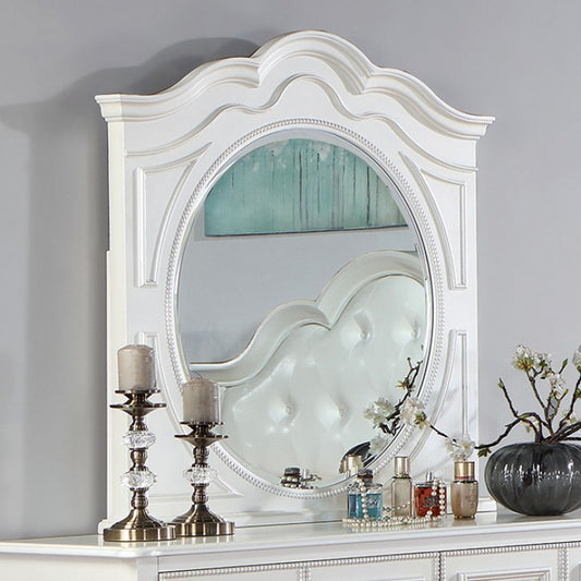 Cadence Transitional Padded Leatherette Crown Molding Mirror