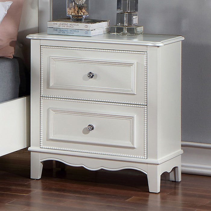 Cadence Transitional Padded Leatherette Crown Molding Nightstand