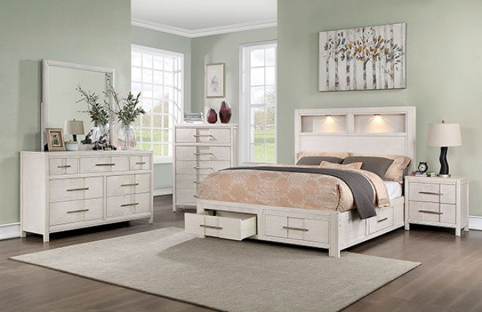 Karla Transitional Solid Wood Footboard Drawers Mirror