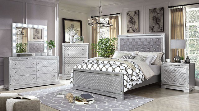 Belleterre Glam Velvet Solid Wood Crystal Acrylic Button Tufted Bed