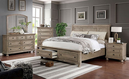 Wells Solid Wood Gray Drawer Bed