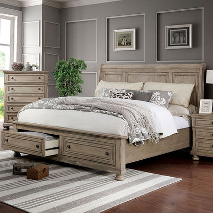 Wells Solid Wood Gray Drawer Bed