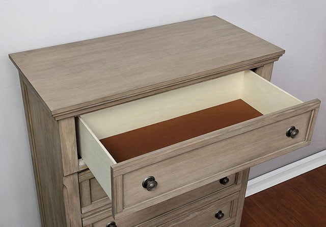 Wells Solid Wood Gray Drawer Bed