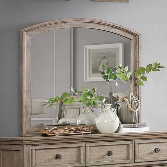 Wells Solid Wood Gray Drawer Mirror