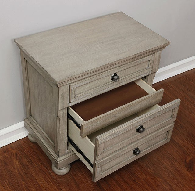 Wells Solid Wood Gray Drawer Bed