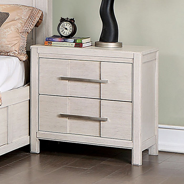 Karla Transitional Solid Wood Footboard Drawers Nightstand