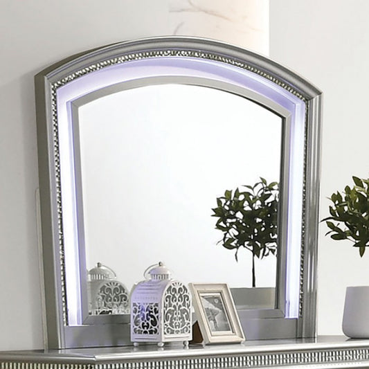 Maddie Contemporary Crystal Mirror Accent Silver Mirror