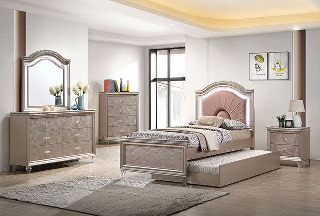 Allie Pearl White Contemporary Bed