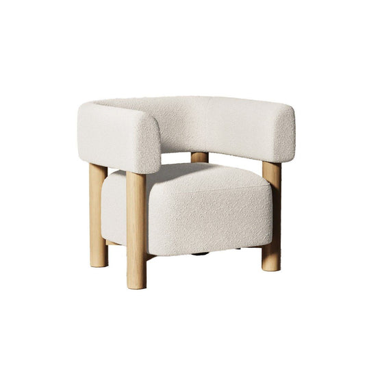 Modrest Fang Modern White Fabric & Wood Accent Chair - Stylish & Comfortable Seating for Any Room