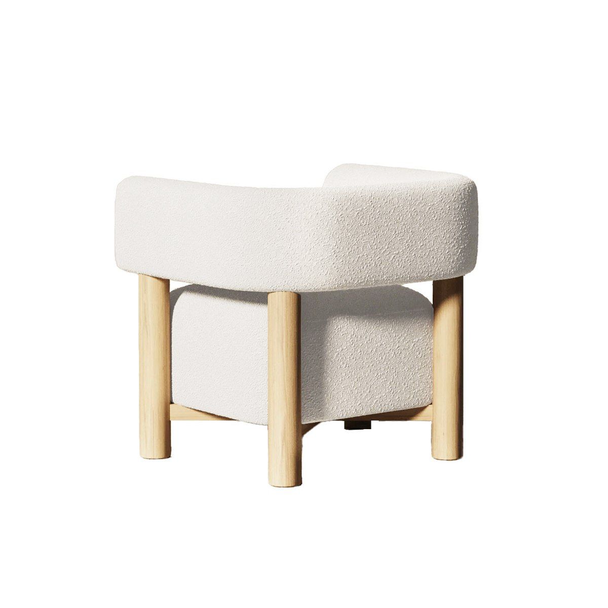 Modrest Fang - Modern White Fabric & Wood Accent Chair