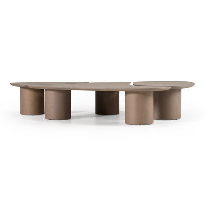 Modrest Connie Modern Nesting Coffee Table Set – White Oak Wood - Space-Saving Contemporary Design