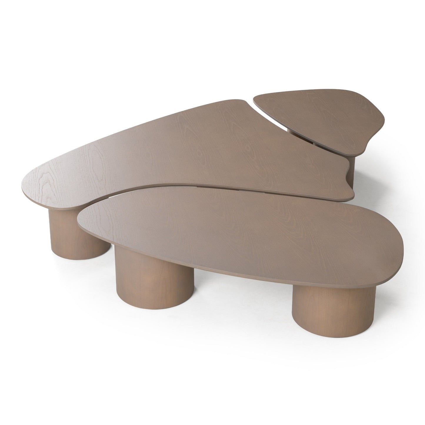 Modrest Connie Modern Nesting Coffee Table Set – White Oak Wood - Space-Saving Contemporary Design