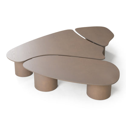 Modrest Connie Modern Nesting Coffee Table Set – White Oak Wood - Space-Saving Contemporary Design