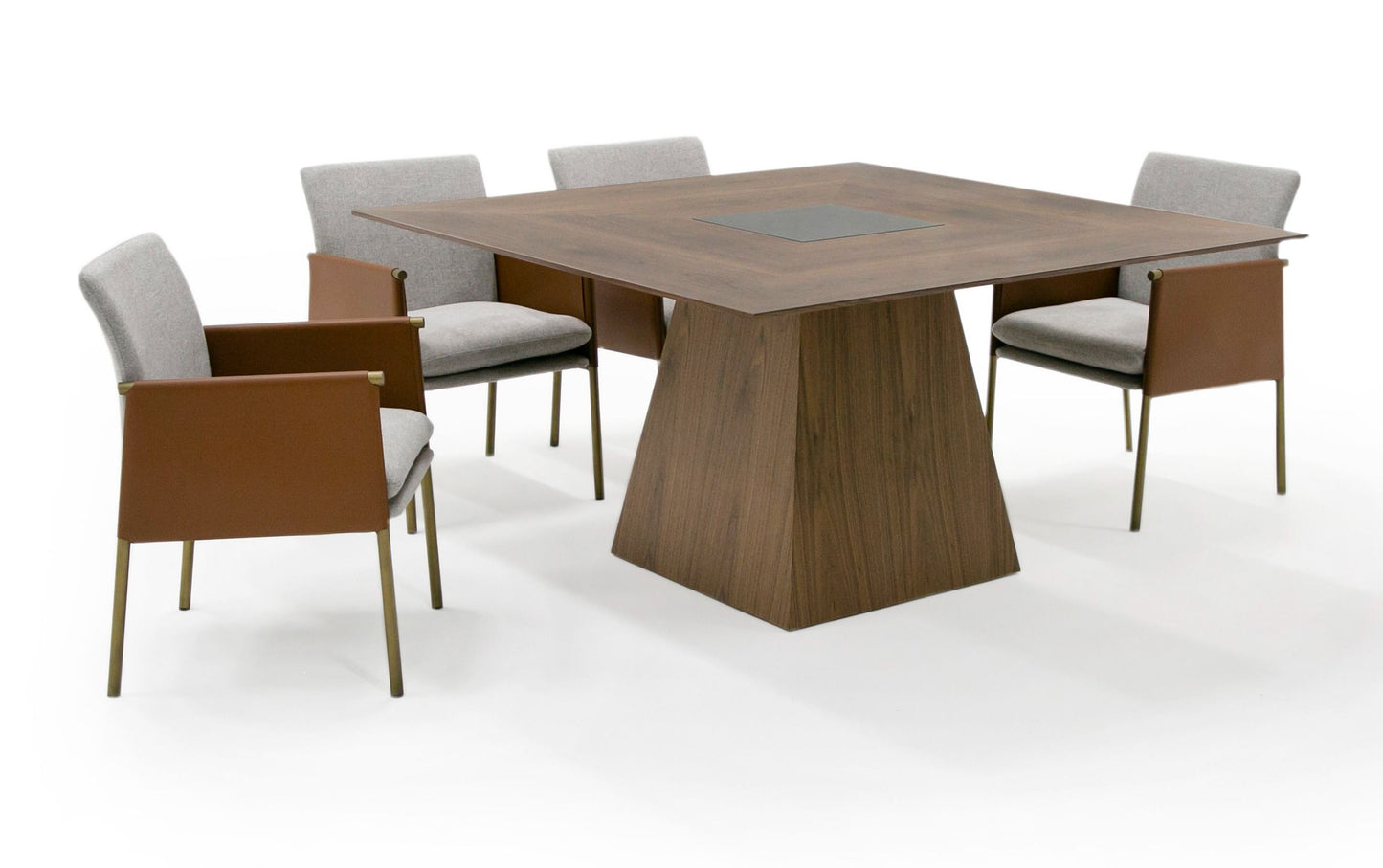 Modrest Cora- Modern Walnut and Black Tempered Glass Dining Table