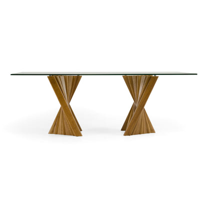 Corbin Walnut and Glass Dining Table