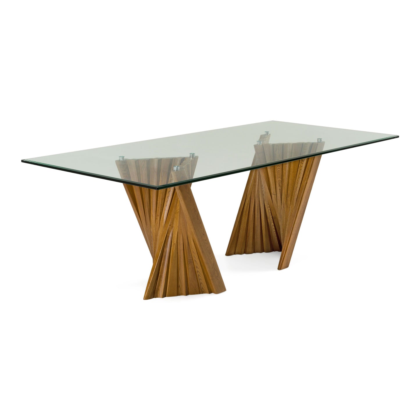 Corbin Walnut and Glass Dining Table