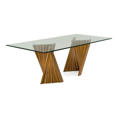Corbin Walnut and Glass Dining Table