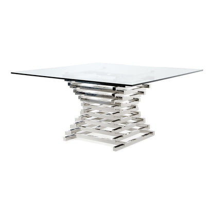 Crawford Clear Glass Square Dining Table