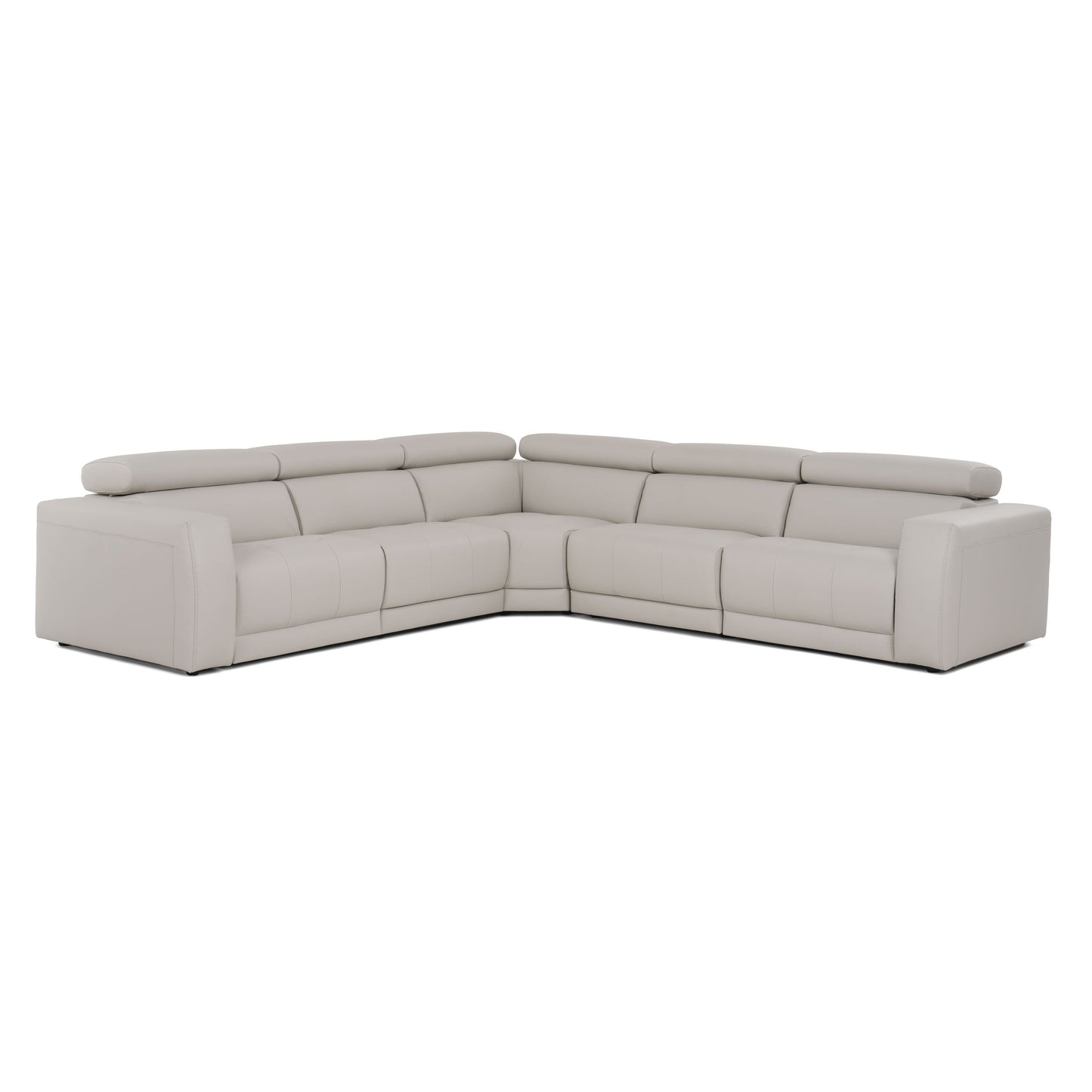 Lamod Italia Dalton - Modern Italian Light Grey Leather Sectional + Recliners