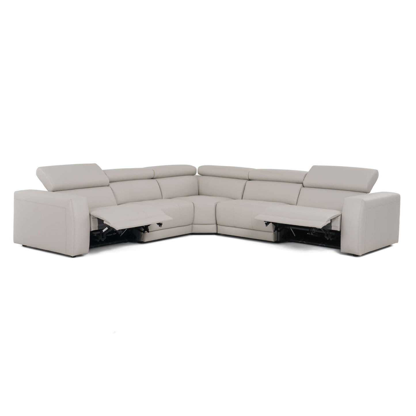 Lamod Italia Dalton - Modern Italian Light Grey Leather Sectional + Recliners