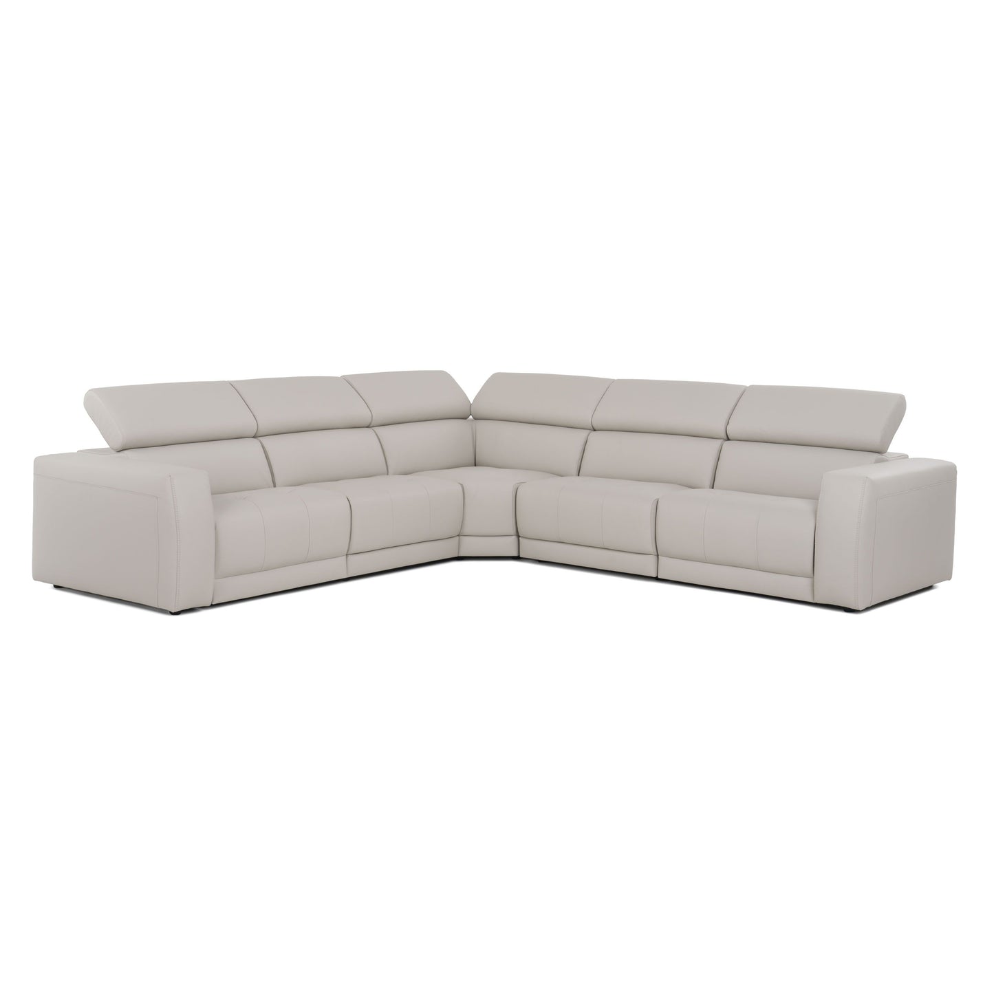 Lamod Italia Dalton - Modern Italian Light Grey Leather Sectional + Recliners