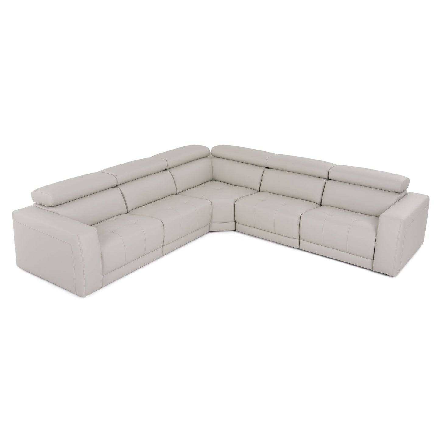 Lamod Italia Dalton - Modern Italian Light Grey Leather Sectional + Recliners