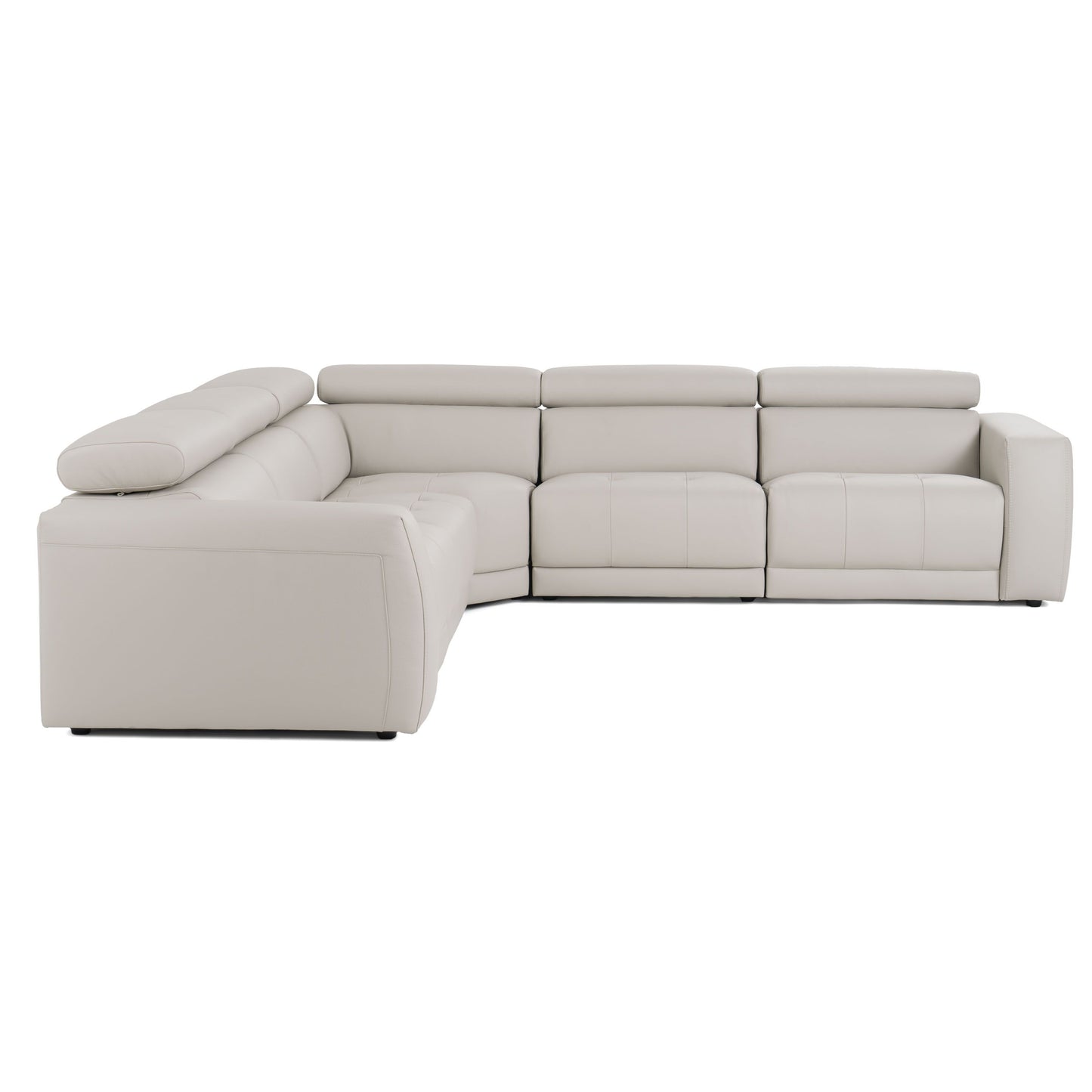 Lamod Italia Dalton - Modern Italian Light Grey Leather Sectional + Recliners