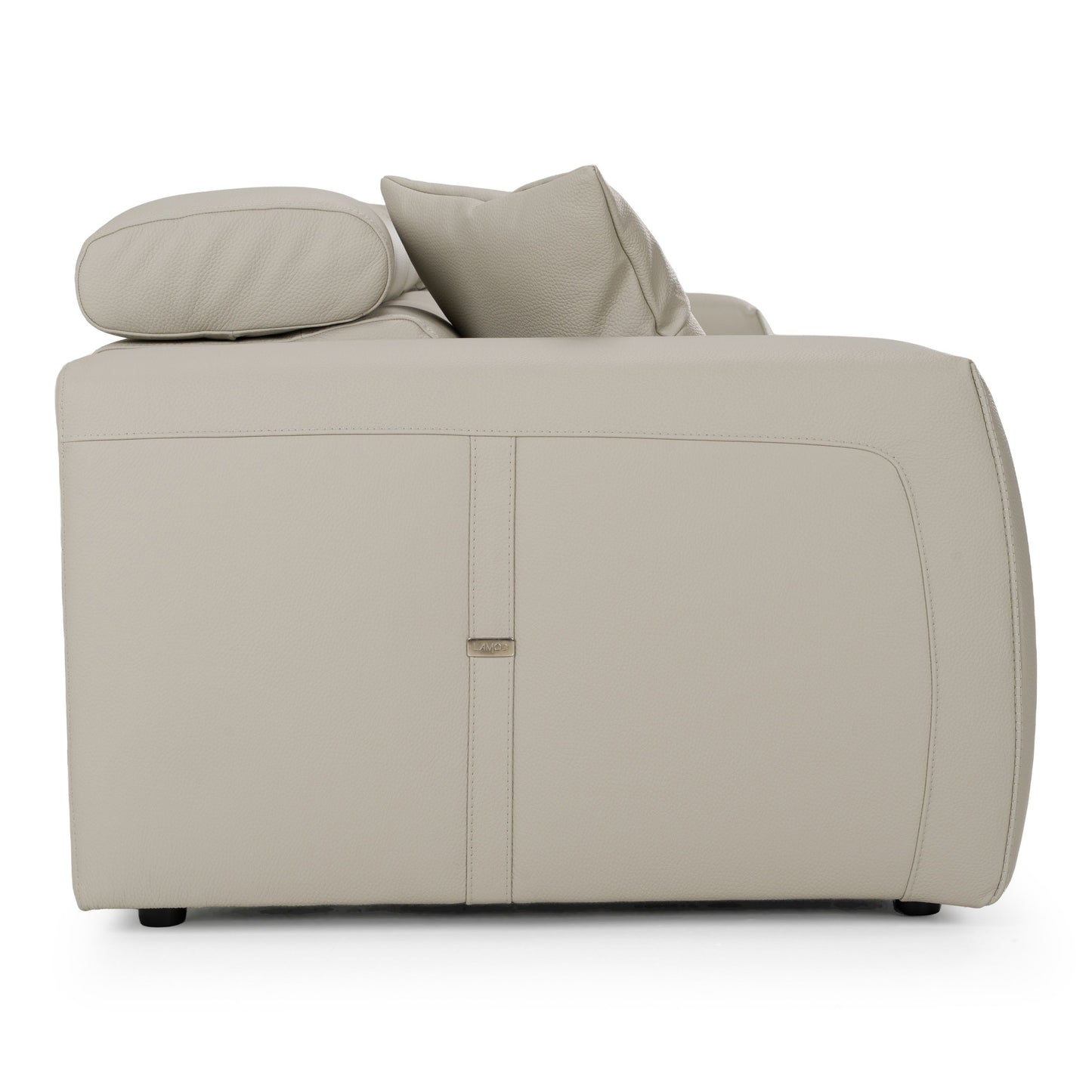 Dalton Modern Italian Light Grey Leather 4‑Seat Sofa with Recliners
