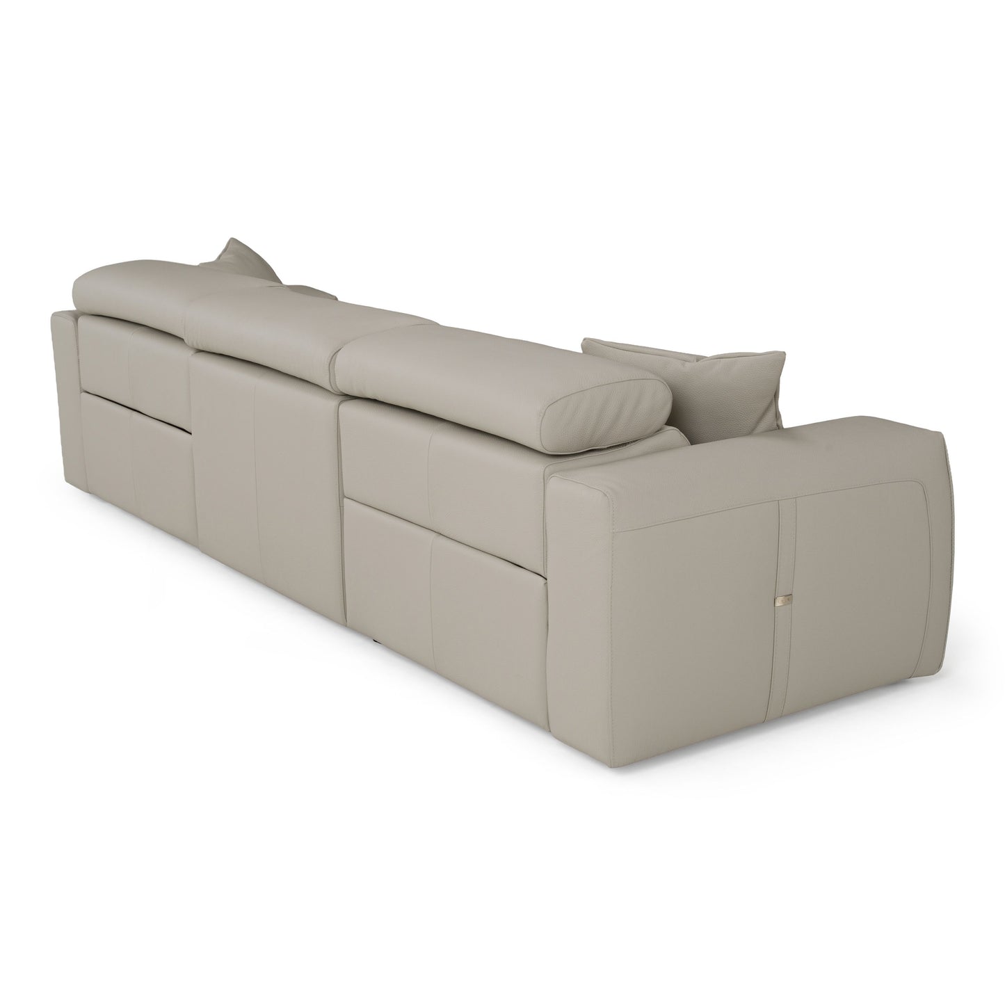 Dalton Modern Italian Light Grey Leather 4‑Seat Sofa with Recliners