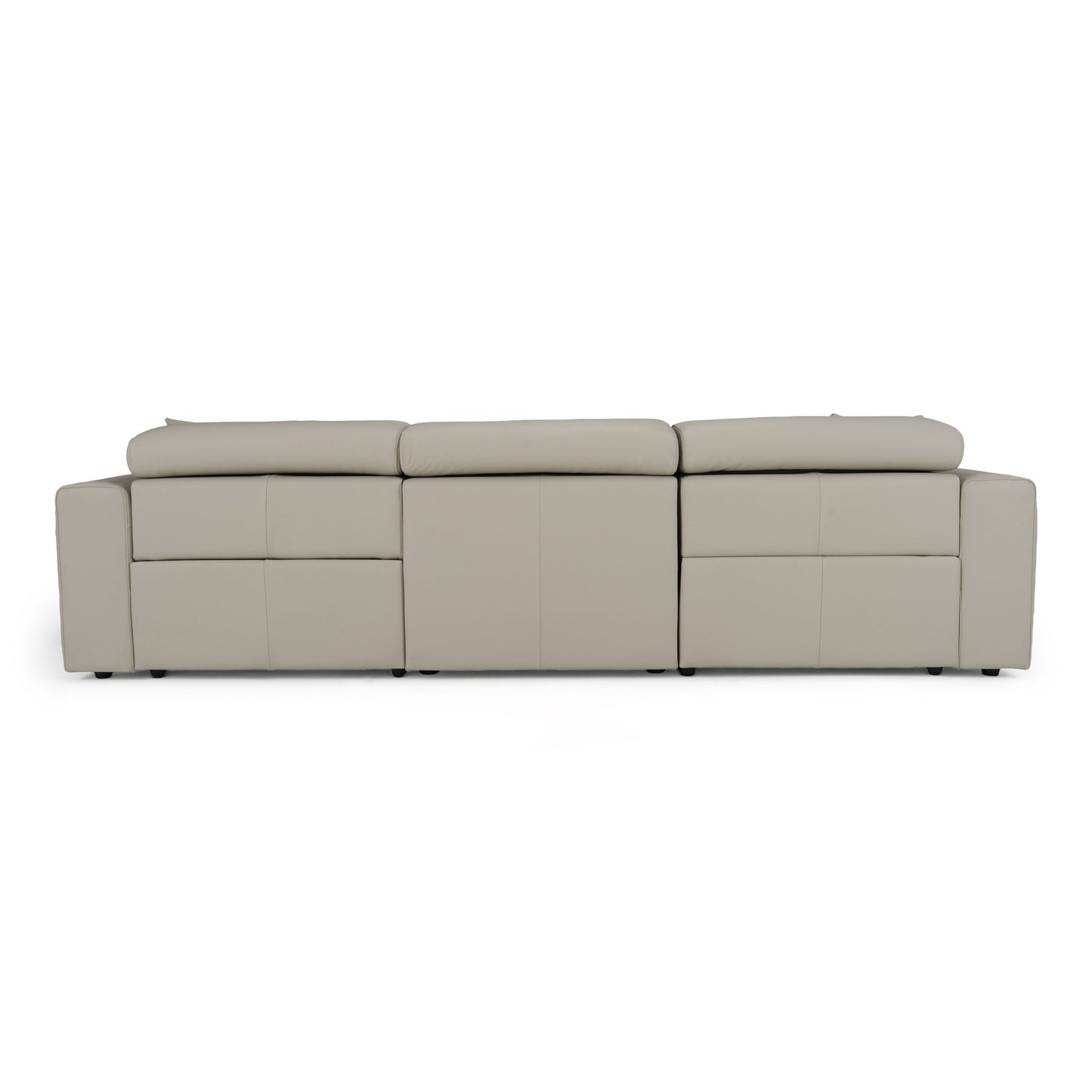 Dalton Modern Italian Light Grey Leather 4‑Seat Sofa with Recliners
