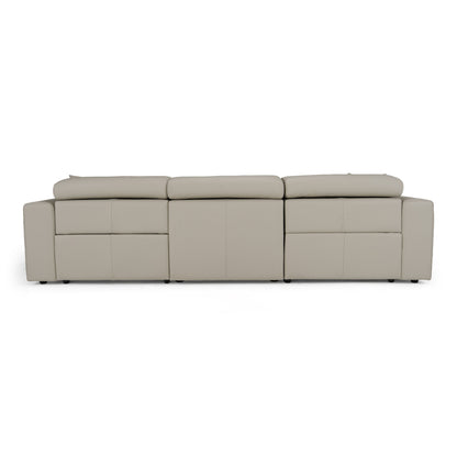 Dalton Modern Italian Light Grey Leather 4‑Seat Sofa with Recliners