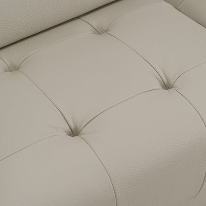 Dalton Modern Italian Light Grey Leather 4‑Seat Sofa with Recliners