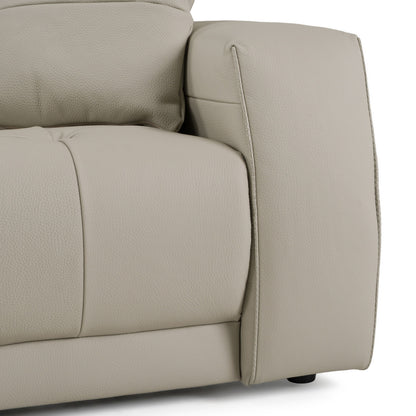Dalton Modern Italian Light Grey Leather 4‑Seat Sofa with Recliners