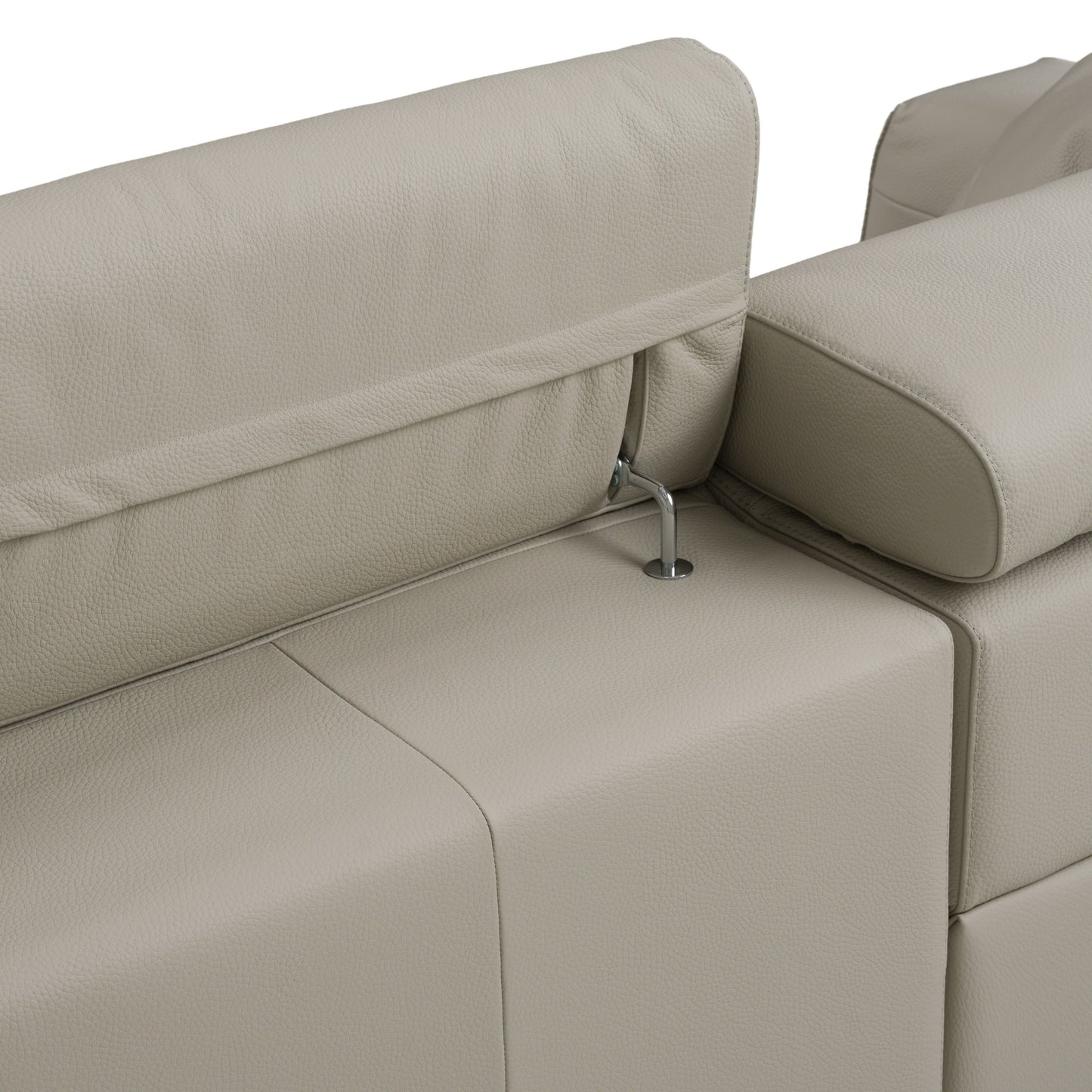 Dalton Modern Italian Light Grey Leather 4‑Seat Sofa with Recliners