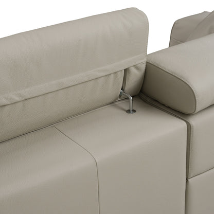Dalton Modern Italian Light Grey Leather 4‑Seat Sofa with Recliners