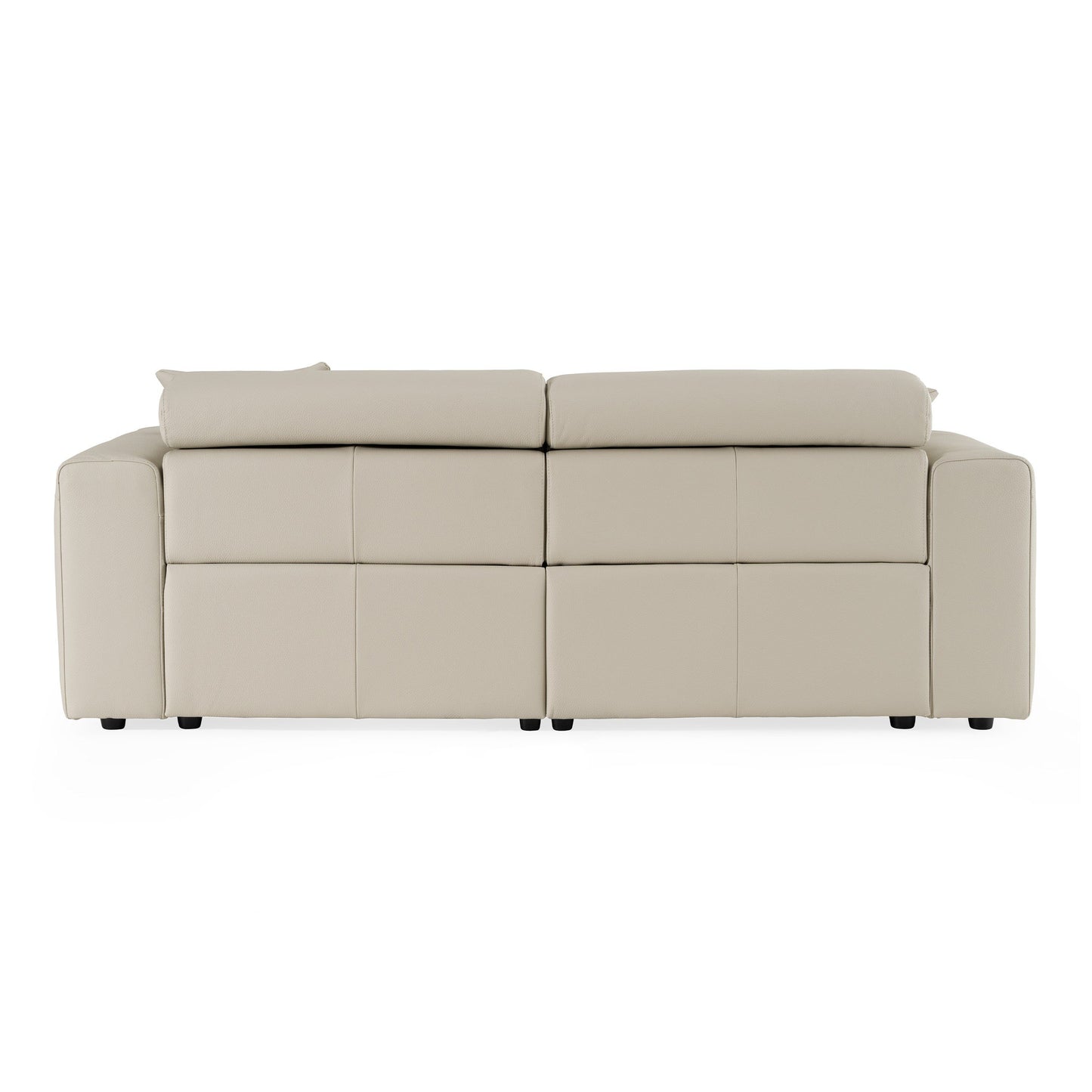 Dalton Modern Italian Light Grey Leather 3 Seat Sofa 2 Recliners