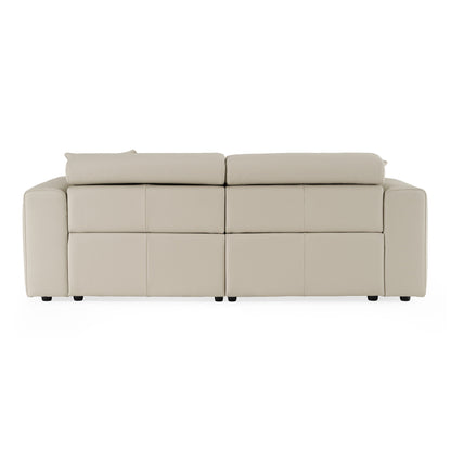 Dalton Modern Italian Light Grey Leather 3 Seat Sofa 2 Recliners